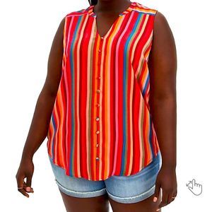 HARPER - MULTICOLOR STRIPE GAUZE SLEEVELESS TUNIC
